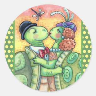 KISSING TURTLE SWEETHEARES, NIEDLICH TARPON VALENT RUNDER AUFKLEBER