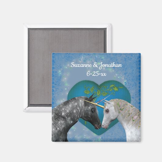 Kissing Unicorns Cute Personalized Wedding  Magnet (Vorderseite/Rückseite)