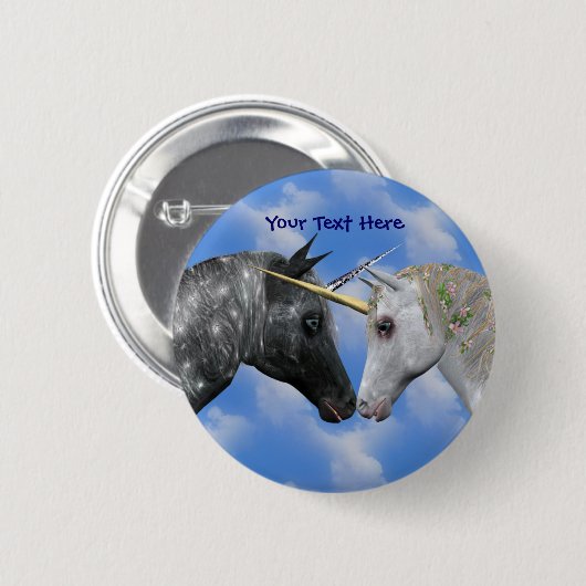 Kissing Unicorns Fantasy Button (Vorne & Hinten)