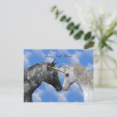 Kissing Unicorns Fantasy Postcard Postkarte (Stehend Vorderseite)