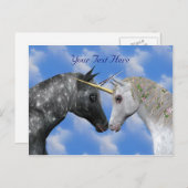 Kissing Unicorns Fantasy Postcard Postkarte (Vorne/Hinten)