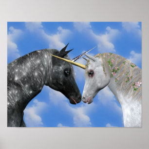 Kissing Unicorns Fantasy Poster