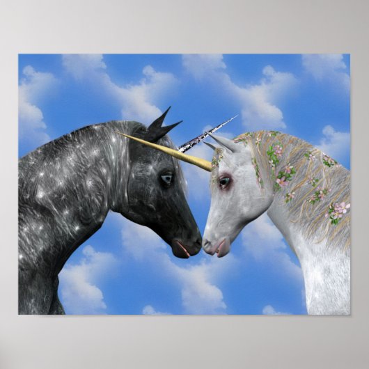 Kissing Unicorns Fantasy Poster (Vorne)