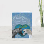 Kissing Unicorns Heart Wedding Dankeskarte (Vorderseite)