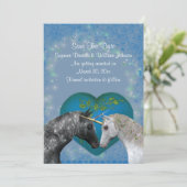 Kissing Unicorns Hochzeit Save The Date (Stehend Vorderseite)
