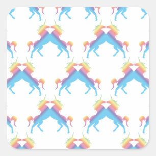 Kissing Unicorns Quadratischer Aufkleber