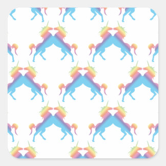 Kissing Unicorns Quadratischer Aufkleber