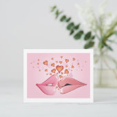 Kissing Valentine Postcard Feiertagspostkarte (Stehend Vorderseite)