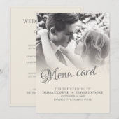 Kissing Wedding Couple in Monochrome Menükarte (Vorne/Hinten)