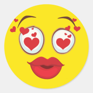 Kissing Yellow Face Runder Aufkleber