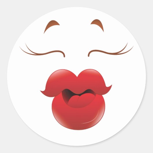 Kissy Face Woman Cartoon Runder Aufkleber (Vorderseite)