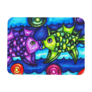 Kissy Fish whimsissiful farbenfrohe Meerestierkuns Magnet