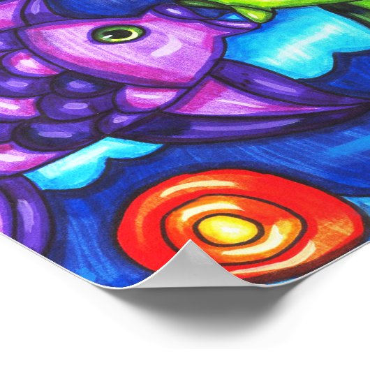 Kissy Fish whimsissiful farbenfrohe Meerestierkuns Poster (Ecke)
