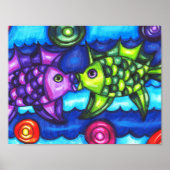 Kissy Fish whimsissiful farbenfrohe Meerestierkuns Poster (Vorne)