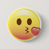 Kissy Herz-glücklicher Kuss Emoji stellen Knopf Button (Vorderseite)