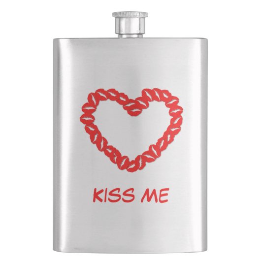 Kissy Lips Heart Flachmann (Vorderseite)