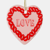 Kissy Lips Heart Keramikornament (Rechts)