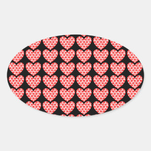 Kissy Lips Hearts Ovaler Aufkleber
