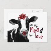 Kissy Lips Kuh im MOOd für Liebe Postkarte (Vorne/Hinten)