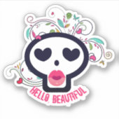 Kissy lips Skelett personalisierter Aufkleber (Vorderseite)