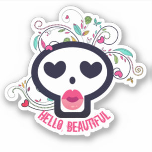 Kissy lips Skelett personalisierter Aufkleber