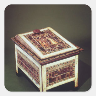 Kiste, vom Grab von Tutankhamun Quadratischer Aufkleber