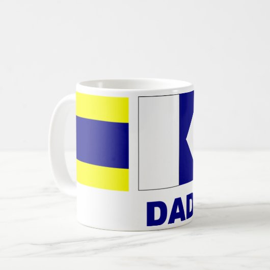 Kisten-Tasse der Signal-Flaggen-(Vater) Kaffeetasse (Vorderseite Links)