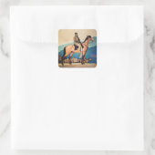 Kit Carson with Mountain Men von Maynard Dixon Quadratischer Aufkleber (Tasche)