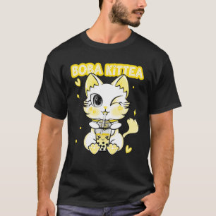 Kit-Tea Boba Cat Drinken Boba Kitten Kawaii Japan T-Shirt