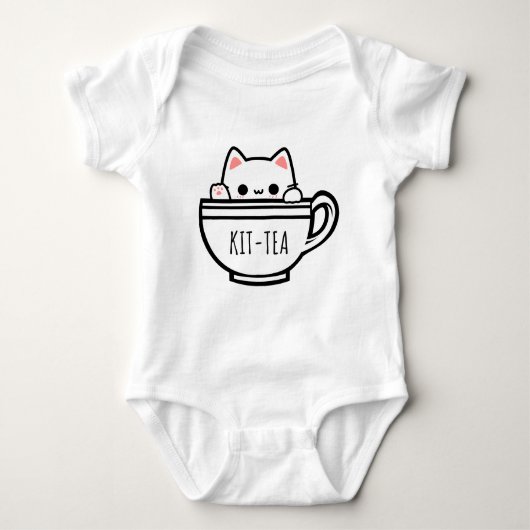 Kit Tea Funny Cat Pun Kawaii Cat Baby Strampler (Vorderseite)