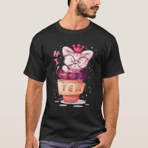 Kit Tea Katze Süße Und Schwarze Katze T-Shirt