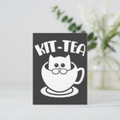 Kit-Tea Pet Funny Cat Tea Animal Puff Postkarte (Stehend Vorderseite)