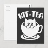 Kit-Tea Pet Funny Cat Tea Animal Puff Postkarte (Vorne/Hinten)