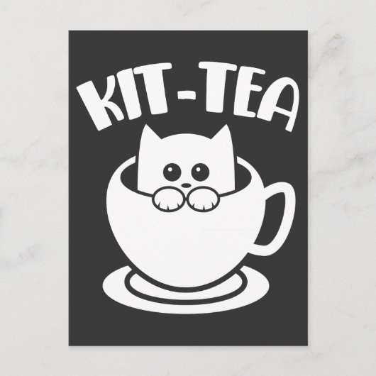 Kit-Tea Pet Funny Cat Tea Animal Puff Postkarte (Vorderseite)