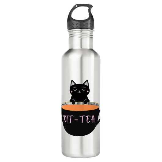 KIT-TEA SCHWARZE KATZE EDELSTAHLFLASCHE (Vorderseite)