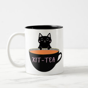 KIT-TEA SCHWARZE KATZE ZWEIFARBIGE TASSE