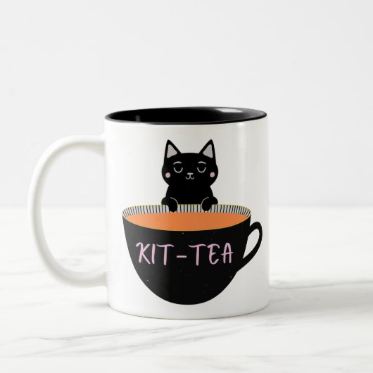 KIT-TEA SCHWARZE KATZE ZWEIFARBIGE TASSE (Links)
