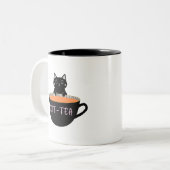 KIT-TEA SCHWARZE KATZE ZWEIFARBIGE TASSE (Vorderseite Links)