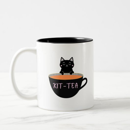 KIT-TEA SCHWARZE KATZE ZWEIFARBIGE TASSE (Links)