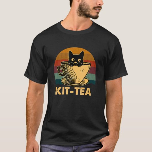 Kit Tee Katze Vintag Niedlich und schwarz Katze (Vorderseite)