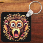 "Kit the Shocked Monkey" Aluminum Keychain Schlüsselanhänger (Rückseite)