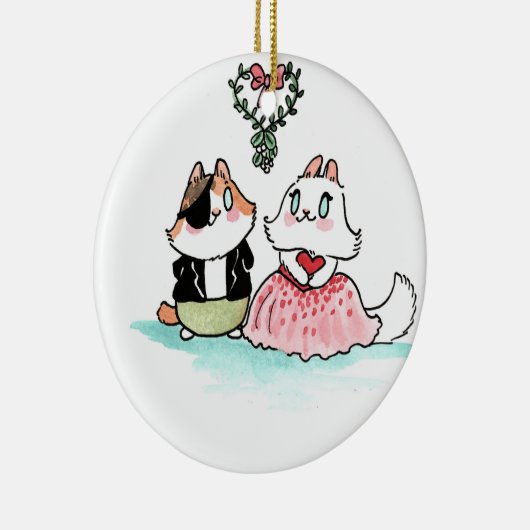 Kit und Angora unter dem Mistleton Keramik Ornament (Rechts)