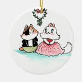 Kit und Angora unter dem Mistleton Keramik Ornament (Vorne)