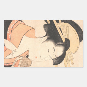 Kitagawa Utamaro Azumaya keine japanische Rechteckiger Aufkleber