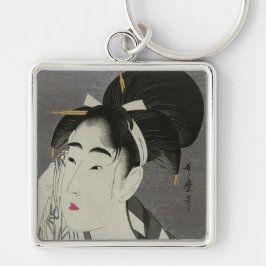 Kitagawa Utamaro's Ase O Fuku Onna Schlüsselkette Schlüsselanhänger
