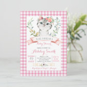 Kitcat Babydusche Einladung Rosa Mädchen (Stehend Vorderseite)