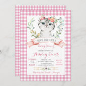 Kitcat Babydusche Einladung Rosa Mädchen (Vorne/Hinten)