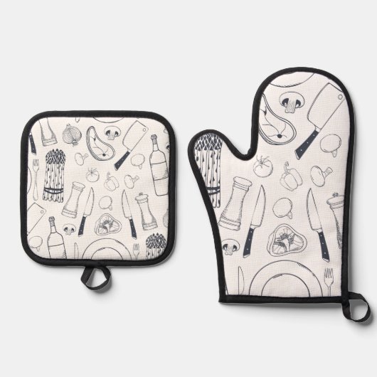 Kitchen Art Oven Mitt und Pot Holders Set (Vorderseite)