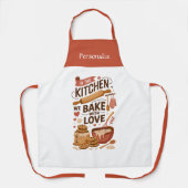 Kitchen Bake With Love Quote Personalized Gift Schürze (Vorderseite)