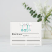 Kitchen Blue Utensitic Brautparty Recipe Cards Postkarte (Stehend Vorderseite)